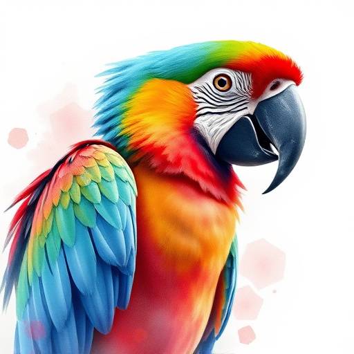 Camiseta com estampa de arara azul em estilo aquarela