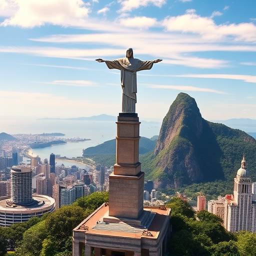 Camiseta com estampa de pontos turísticos do Rio de Janeiro, como o Cristo Redentor e o Pão de Aäücar