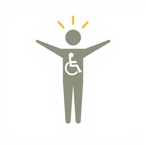 Ícone de acessibilidade representando uma pessoa com braäos abertos, simbolizando inclusão